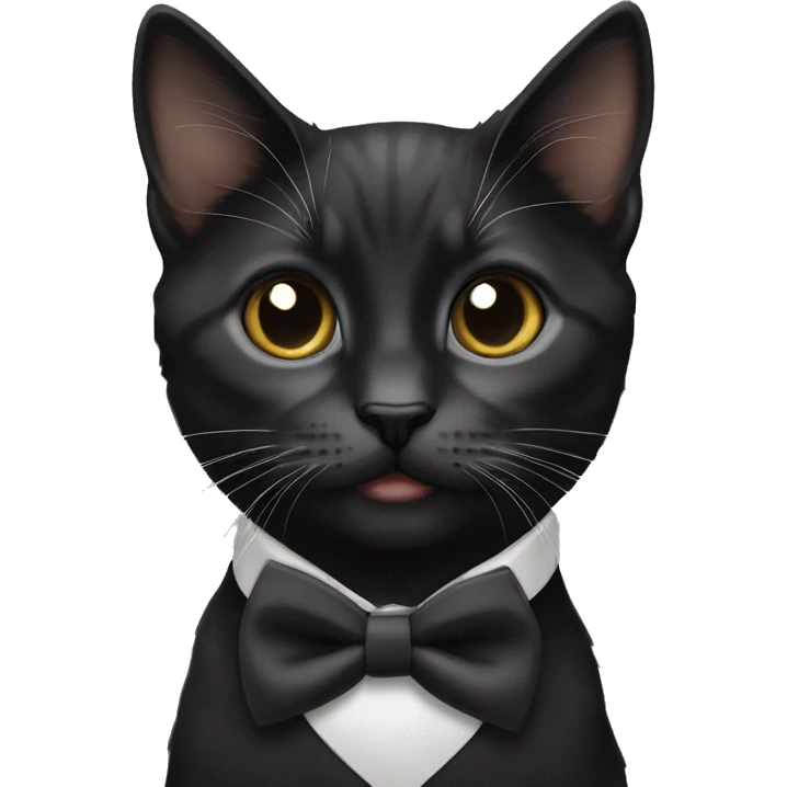 Kitten black with white whiskers and a bow tie collar emoji