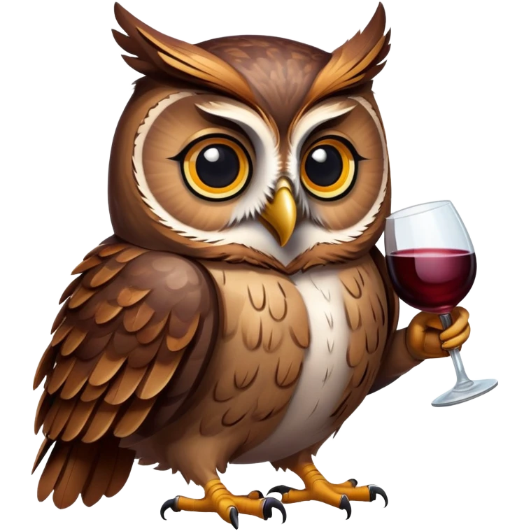 Сова с бутылкой вина emoji