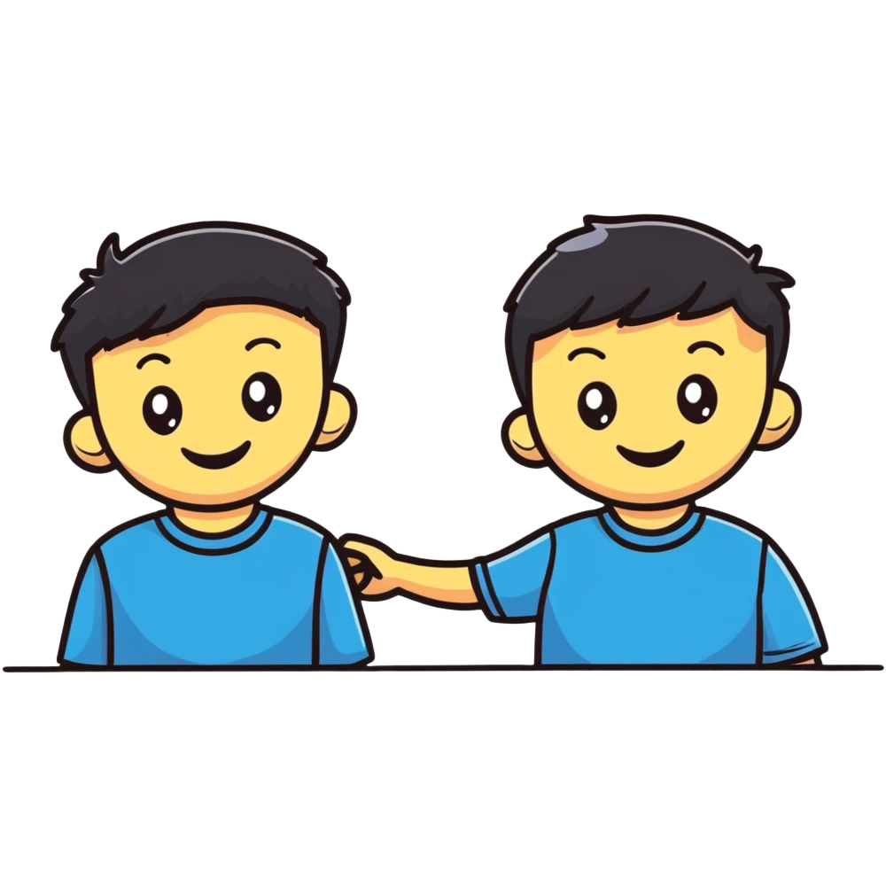 two boys smiling together emoji