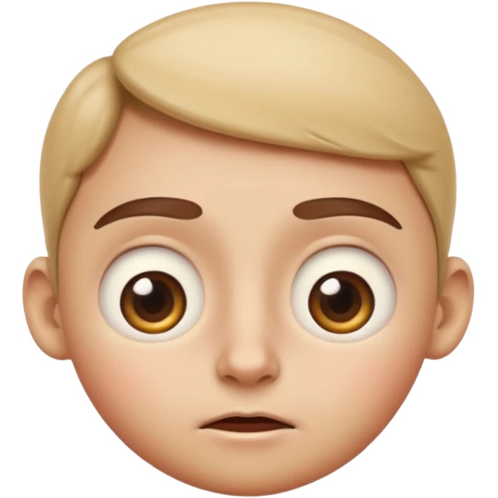  Apple emoji style, high clarity slightly widened eyes, subtle tension around eyes, small tight curved-down mouth, eyebrows raised inward, expression of quiet worry emoji