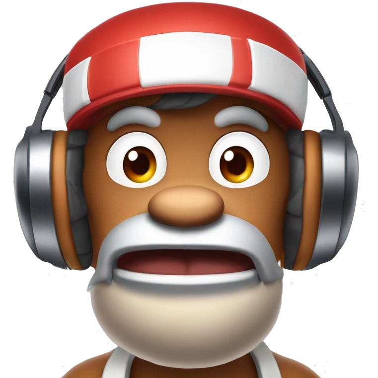 Donkeykong les yeux rouges fatigué avec un casque AirPods Max sur la tête emoji