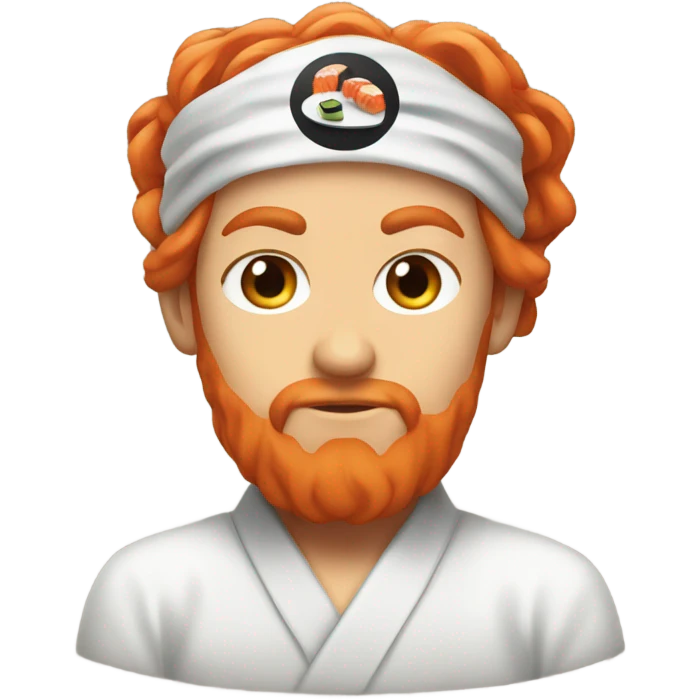 red hair sushi master with bandana emoji