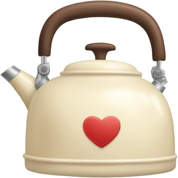 Cream colored heart shaped kettle emoji