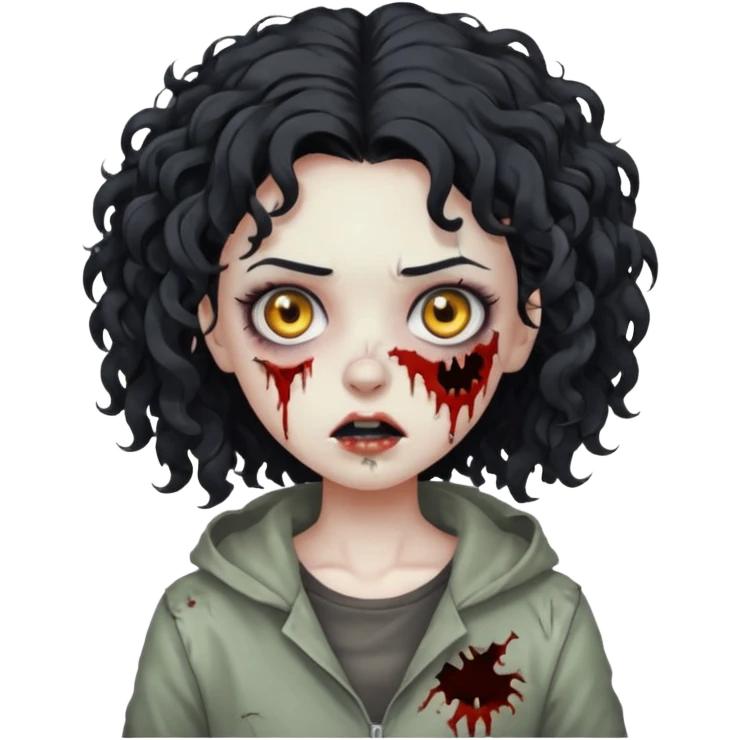 garota zumbi com cabelo cacheado preto emoji