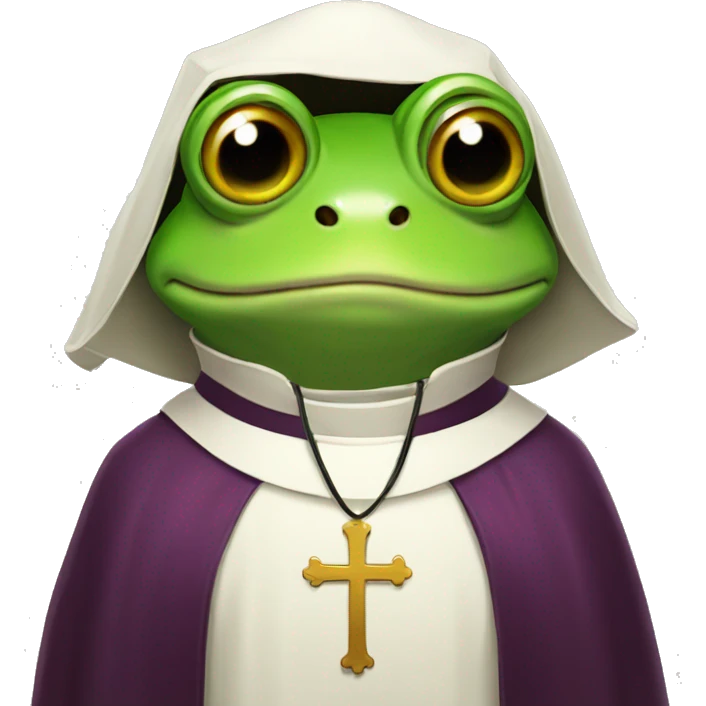 frog wearing headphones dressed as a priest emoji