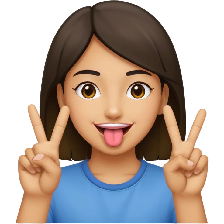 person emoji with tongue out, hands making peace signs, playful expression emoji