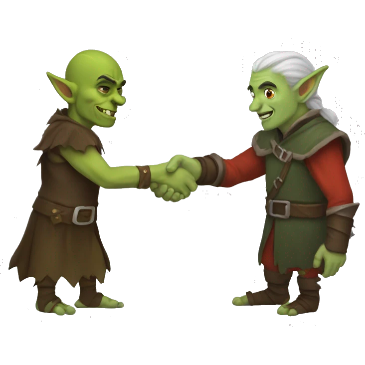 orc and elf shacking hands emoji