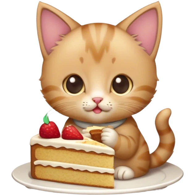 Kitten eating cake emoji