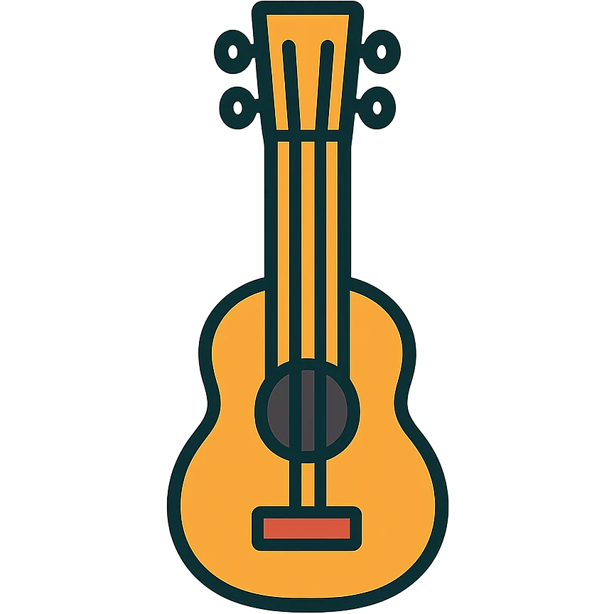 ukelele, lineal color icon, bold and vibrant style emoji