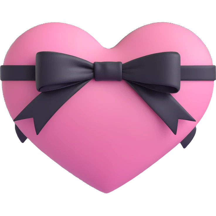 pink heart with a black bow knot emoji
