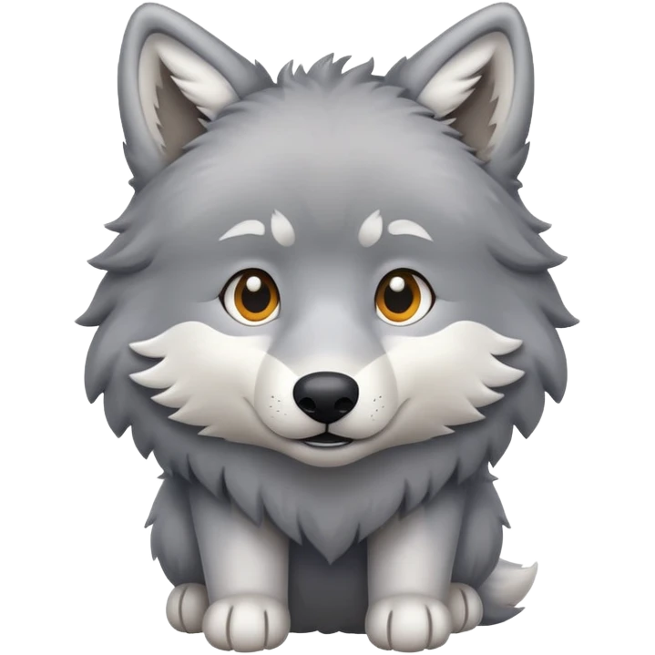 Wolf cute, full body, gray emoji
