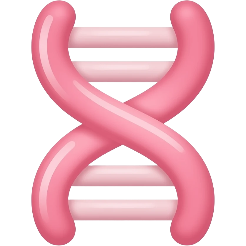 Minimalist icon of a pink chromosome with two chromatids, clearly showing allele marks, simple flat design, soft pastel colors, vector style, clean and modern, suitable for educational or app icon emoji