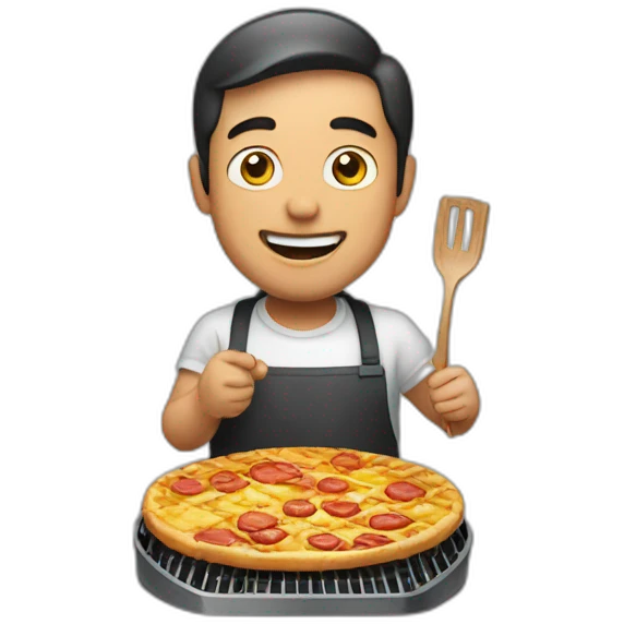 Man playing with windows grill emoji