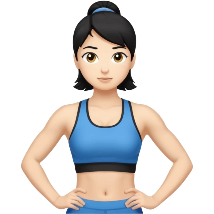mach mir denn fintess trainer mit schwarzen haren wir er stehend steht mit gym kleidung emoji
