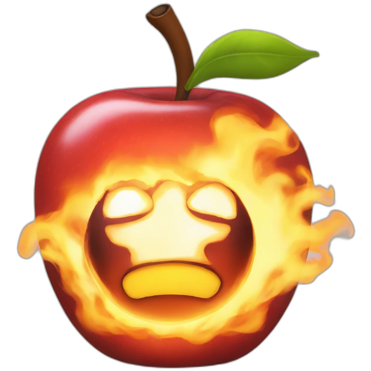 Black apple on fire emoji