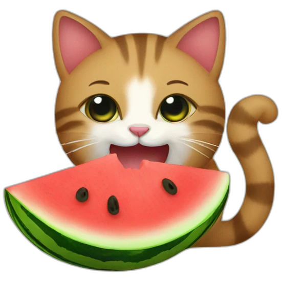a cat eating watermelon emoji