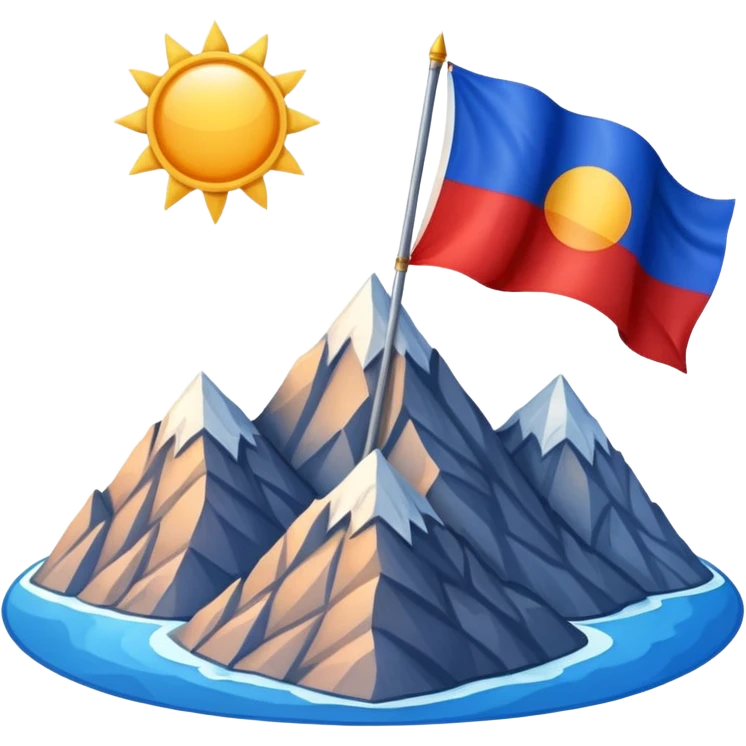 A blue , white and red flag With three mountain and a sun and ⚖️ in the upper part of mountains emoji
