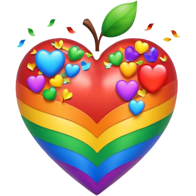rainbow pride heart with confetti effect, apple emoji style, no text emoji