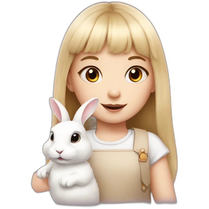 white rabbit with a little girl with bangs emoji