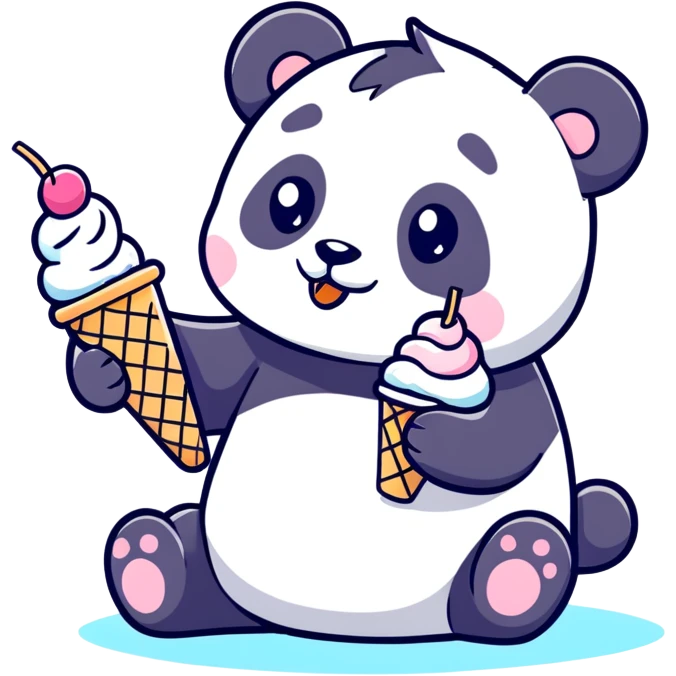 Panda eating ice cream emoji