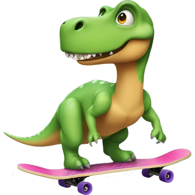 dinosaur on a skateboard with a bow on it’s head emoji