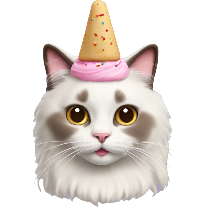 Ragdoll cat with icecream on head and sprinkles  emoji