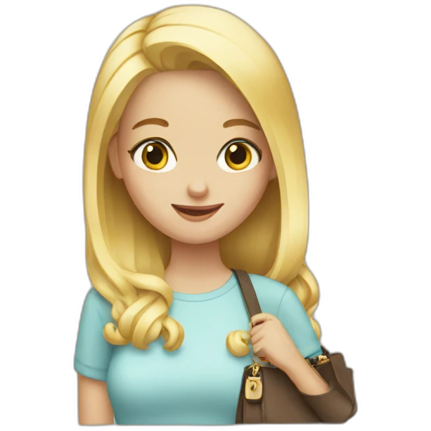 Blonde girl showing her purse emoji