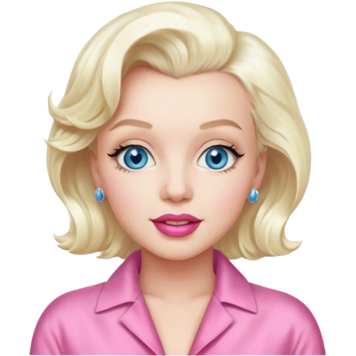 Marilyn Monroe with blue eyes, platinum blonde hair, pink outfit emoji