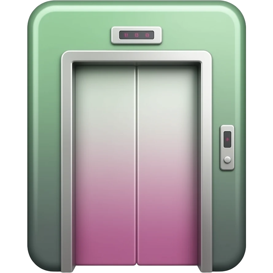 green pink Glass elevator, transparent background inspired by barbie colour pallete emoji