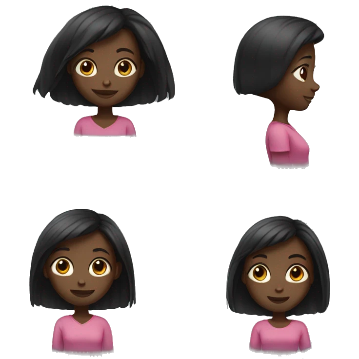Black skinned girl with straight mid legnth hair  emoji