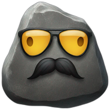 rock wearing mustache emoji