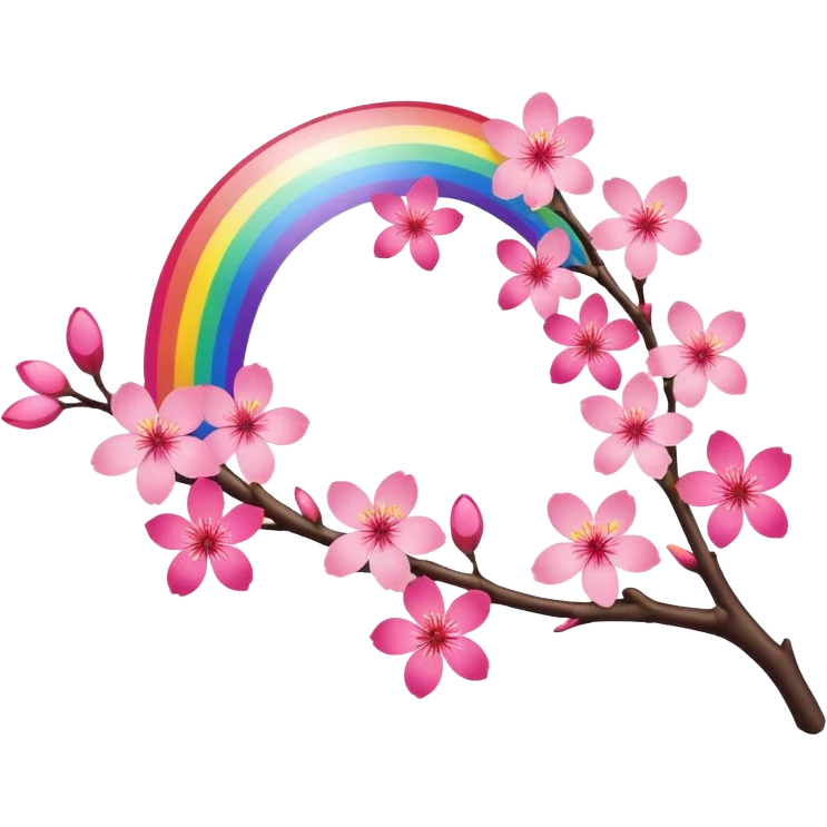 sakura branch with a rainbow emoji