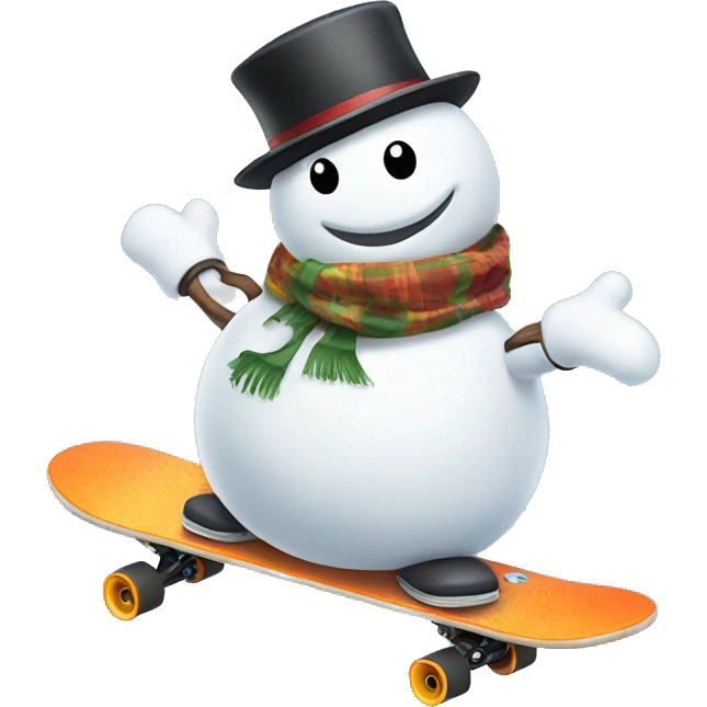 Snowman riding a skateboard  emoji