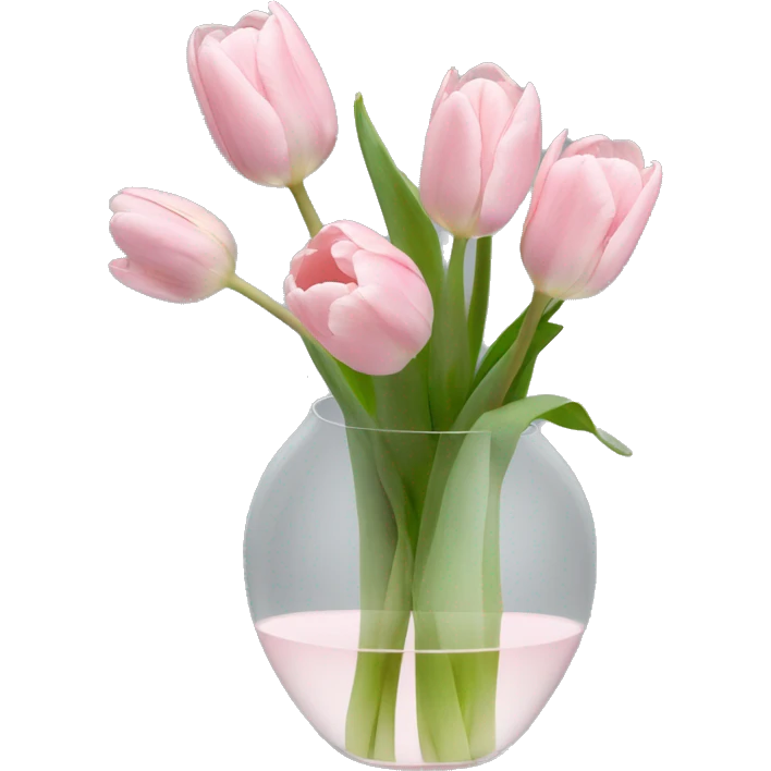 Pale pink tulips stem in clear vase emoji
