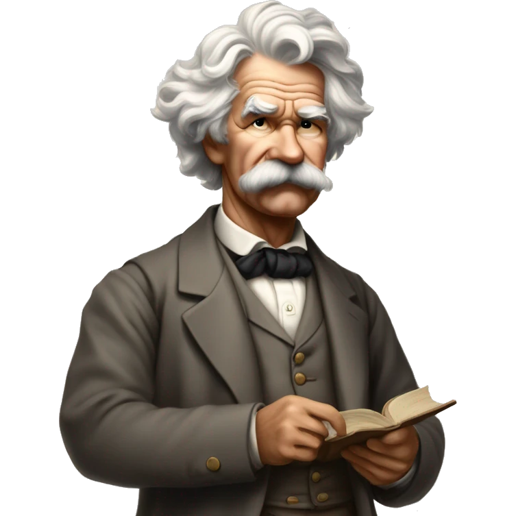 Mark Twain Known for The Adventures of Huckleberry Finn, Twain captured the complexities of American society, especially in terms of race and class. emoji