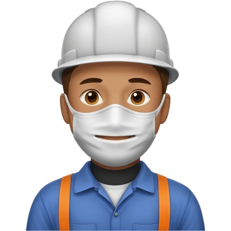 남자사람이 입에 마스크 쓰고있고, 작업복을 입고있는 이모지 emoji