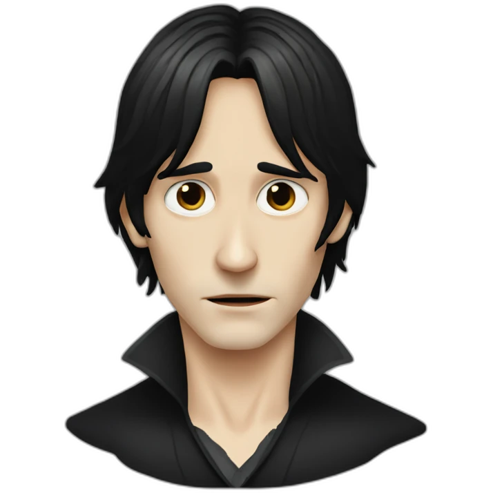 young mads mikkelsen as a sad black haired vampire emoji