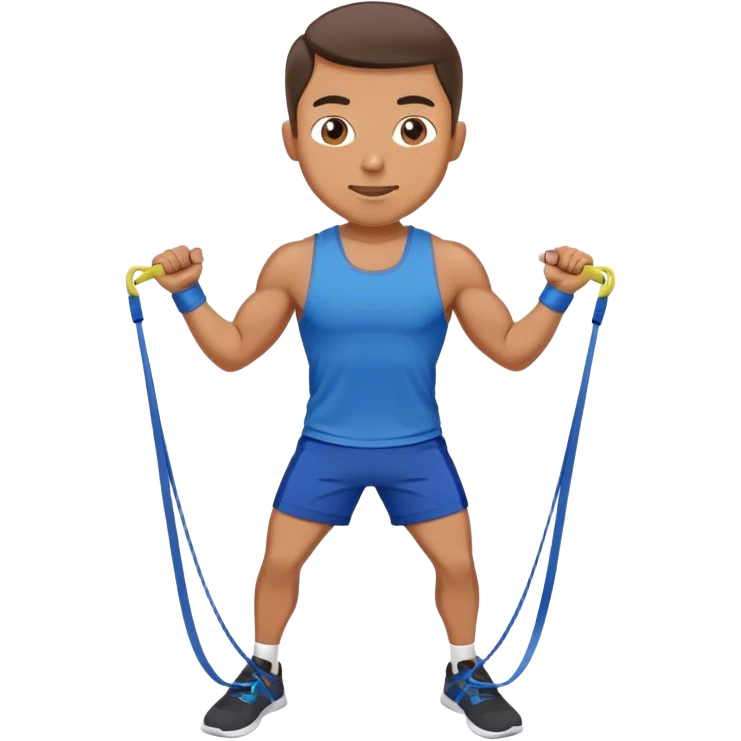 fit man with blue shorts resistance bands exercises emoji