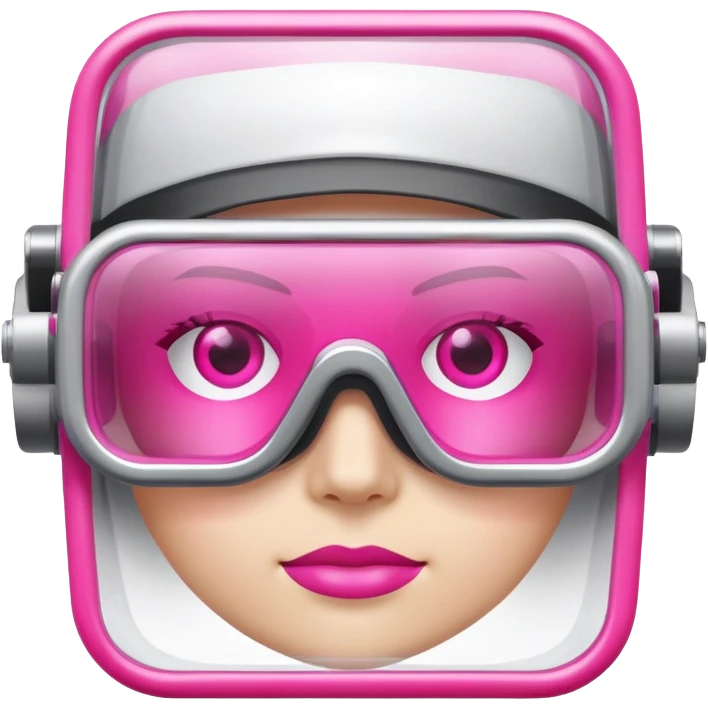 square protective glasses with bright pink lenses, industrial safety eyewear emoji