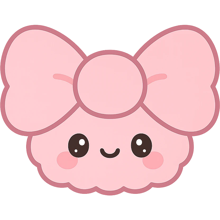 fluffy bow, kawaii style, cute face emoji