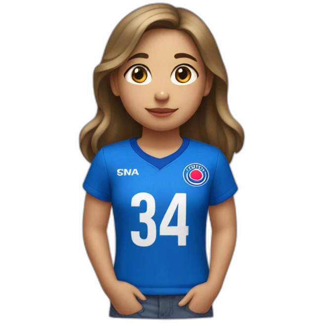 Una niña con una playera que en la playera diga cruz azul  emoji