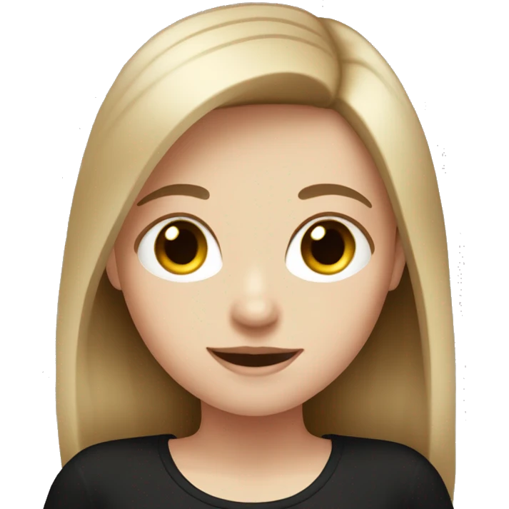 pale girl with brown hair and black shirt emoji
