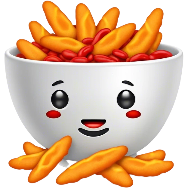 hot cheetos in a bowl with lime and hot sauce  emoji