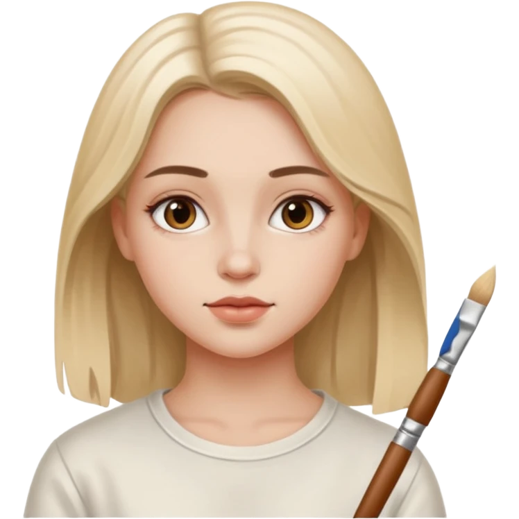 the white artist stands with his back to the painting, painting a portrait of girl emoji
