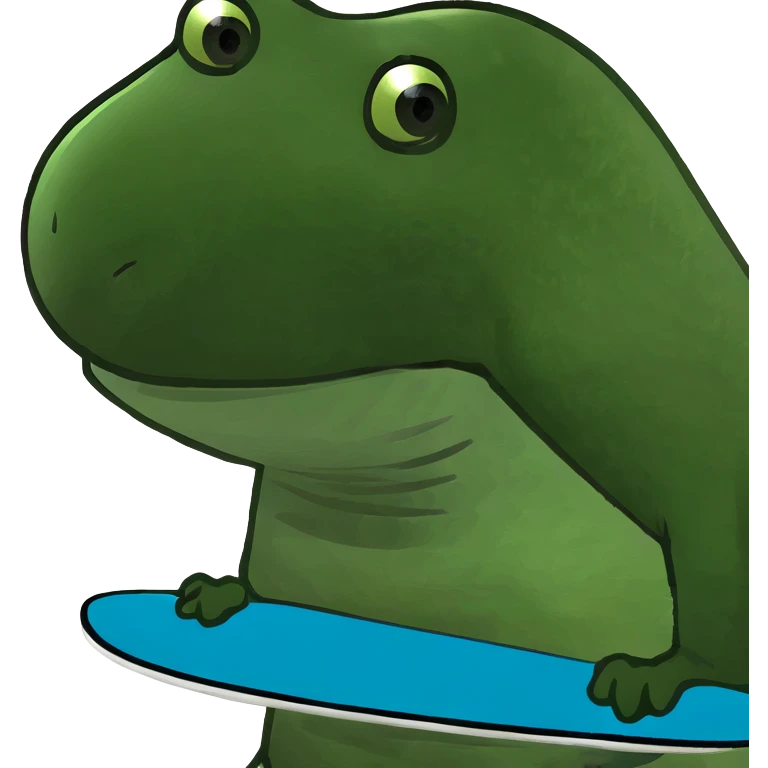Dinosaur on a surfboard eating hot Cheetos  emoji