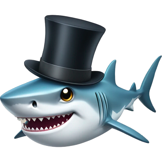 Shark with a top hat emoji