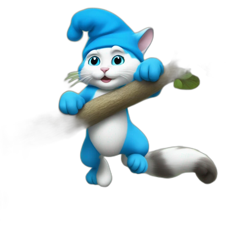smurf cat qui tien une branche avec un escargo acrocher emoji