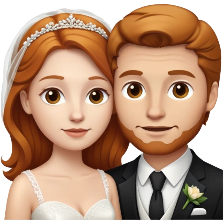 wedding couple with white man with brown hair and white woman with light ginger hair emoji