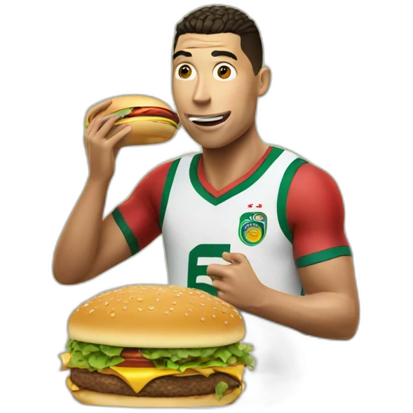 Ronaldo eating a hamburger emoji