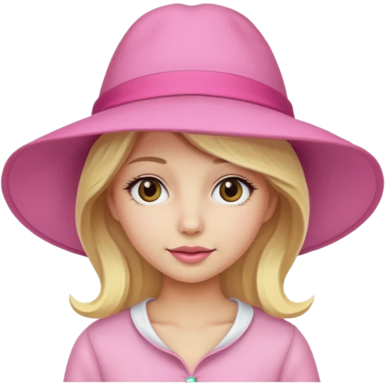 blonde girl wearing big pink hat emoji